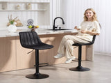 Set of 2 Leathaire Tub Bar Stools - Black T3398P423550