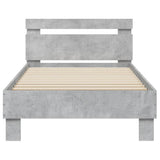 Bed Frame without Mattress with LED Lights Concrete Grey 75x190 cm Small Single 838753