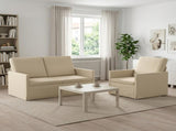 Sofa Set 2 pcs Cream Fabric 3433141