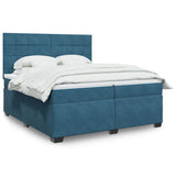 Box Spring Bed with Mattress Blue 200x200 cm Velvet 3291006
