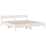 Bed Frame without Mattress White 200x200 cm Solid Wood Pine 3306175