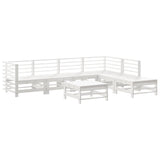 7 Piece Garden Lounge Set White Solid Wood Pine 3186439