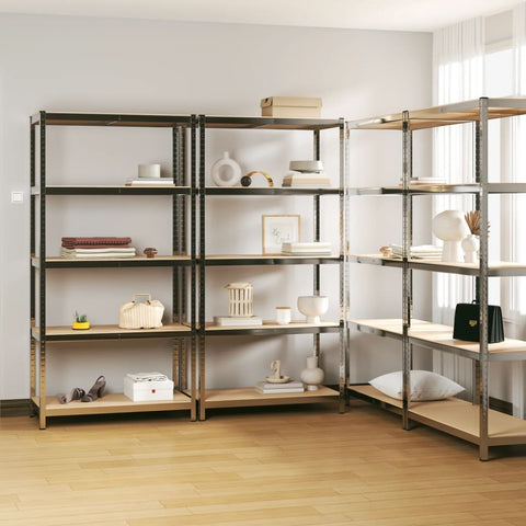 5-Layer Shelves 4 pcs Silver Steel&Engineered Wood 3154211