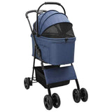 Folding Pet Stroller Adjustable Blue 81 x 47 x 99 cm Polyester 42012434
