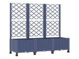 Garden Planter with Trellis&Wheels Blue Grey 120 x 40 x 146 cm 3423058
