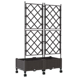 Garden Planter with Trellis&Wheels 2 pcs Brown PP 3422984