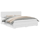 Bed Frame with Headboard White 200 x 200 cm Engineered Wood 3412332
