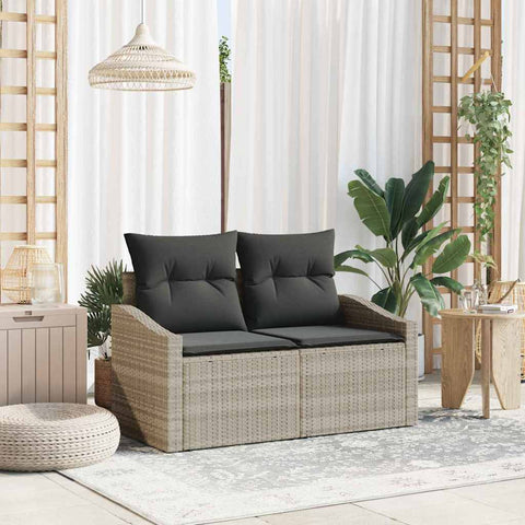 Garden Sofa with Cushion Grey 123 x 62 x 69cm Poly Rattan 42006787