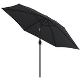 Garden Parasol Black Polyester, Steel Large Garden Parasol 47134