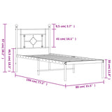 Metal Bed Frame without Mattress with Headboard White 75x190cm 374378