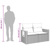 Garden Sofa with Cushions 2-Seater Black Poly Rattan 366036