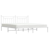 Bed Frame White Powder-Coated Steel 193 x 203 cm Bed Frame 353592
