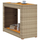 Garden Side Table with Wooden Top Beige 100x40x75 cm Poly Rattan 366308