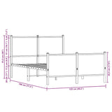 Metal Bed Frame without Mattress Smoked Oak 120x190 cm Small Double 4007682