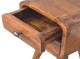 Solid Wood Extra Mini Curved Chestnut Bedside, 2 Drawers, Dark Brown B2743P403497