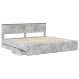 Bed Frame with Drawer Concrete Grey 200 x 200 cm Engineer Wood 3410675
