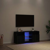 TV Cabinet with LED Lights Black Oak 120x30x50 cm Engineered Wood 862035