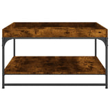 Coffee Table Smoked Oak 80x80x45 cm Engineered Wood and Iron 832815
