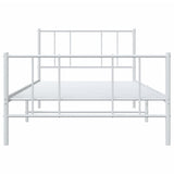 Metal Bed Frame without Mattress with Footboard White 107x203cm 352543