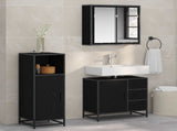 Bathroom Furniture Set 3 pcs Black Oak Engineered Wood 3402395