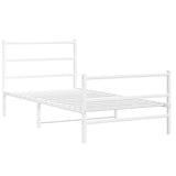 Metal Bed Frame without Mattress with Footboard White 100x190cm 355426