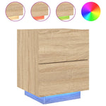 ZNTS Bedside Cabinet with LED Lights Sonoma Oak Engineered Wood 836739