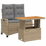2 Piece Garden Dining Set with Cushions Beige Poly Rattan 3277430
