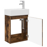 Bathroom Vanity Unit with Tap Smoked Oak 45.5 x 22.5 x 84 cm 889516