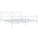 Metal Bed Frame without Mattress with Footboard White 183x213cm 376574