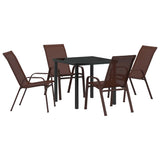 Garden Dining Set 5 pcs Brown and Black Powder-coated Steel 3379129