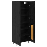 Highboard 2 pcs Black oak Engineered Wood and Glass 3416143