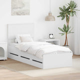 Bed Frame with Drawer White 75 x 190 cm Engineer Wood 3410756