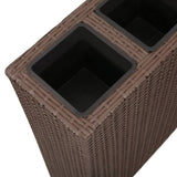 ZNTS Garden Raised Bed with 4 Pots 2 pcs Poly Rattan Brown 279083