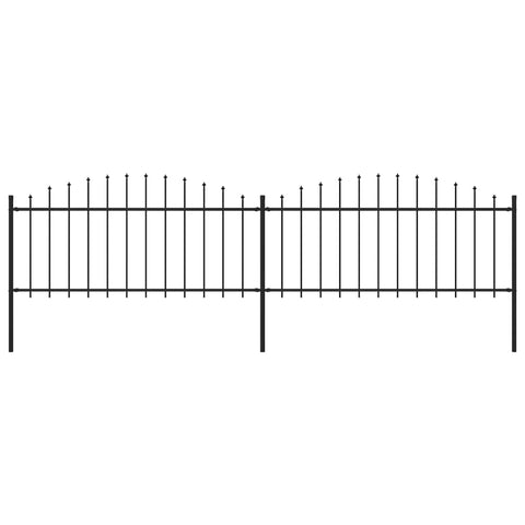 ZNTS Garden Fence with Spear Top Steel x3.4 m Black 277704