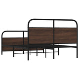 Metal Bed Frame without Mattress Brown Oak 140x200 cm 3318662