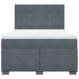 Box Spring Bed with Mattress Dark Grey 140x190 cm Velvet 3290907
