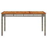 Garden Table Grey 140x80x75 cm Poly Rattan Acacia Wood 366277