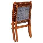 Folding Chair Crossed-Stripe Brown Real Leather 246365
