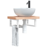 Basin Shelf Wall Mounted Steel and Solid Wood Beech 3302324