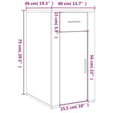 ZNTS Desk Cabinet White 40x49x75 cm Engineered Wood 816792