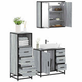 3 Piece Bathroom Furniture Set Grey Sonoma Engineered Wood 3301018