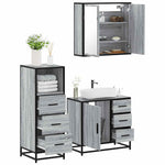 ZNTS 3 Piece Bathroom Furniture Set Grey Sonoma Engineered Wood 3301018