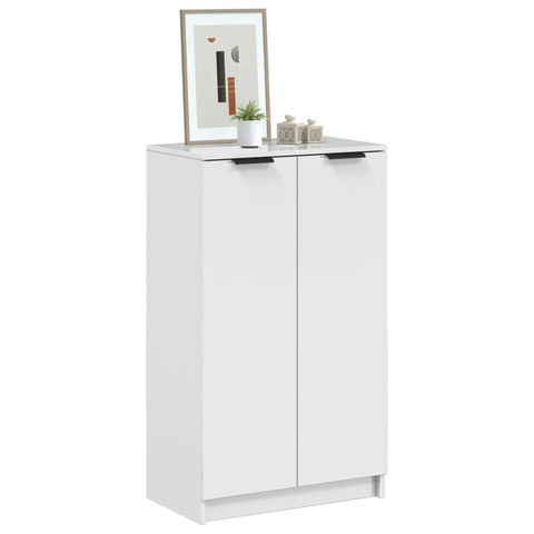 Shoe Cabinet High Gloss White 59x35x100.5 cm Engineered Wood 811445