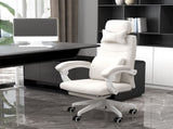Linen-Look Office Chair, with 160&deg Reclining Back and Footrest - White T3398P342397