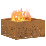Fire Pit Brown 60 x 60 x 30 cm Weathering Steel 858927