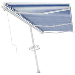 ZNTS Freestanding Manual Retractable Awning 600x350 cm Blue/White 3069676