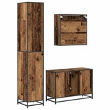 Bathroom Furniture Set with Door 3 pcs Old Wood Engineered Wood 3402348