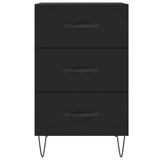 ZNTS Bedside Cabinet Black 40x40x66 cm Engineered Wood 827653