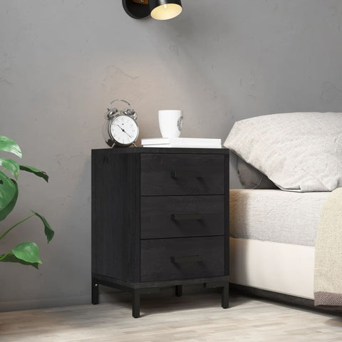 ZNTS Bedside Cabinet Black 36x30x54 cm Solid Pinewood 349914