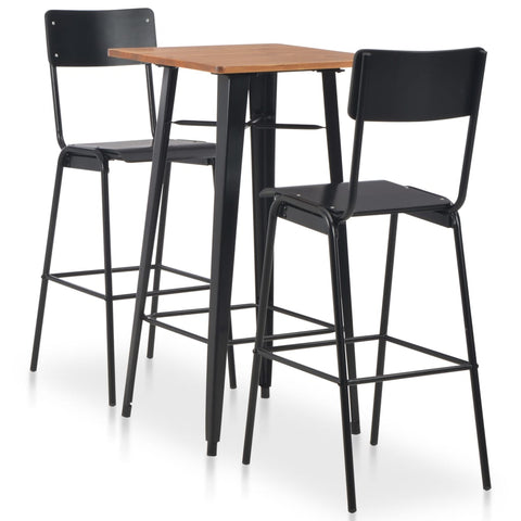 3 Piece Bar Set Steel Black 276849